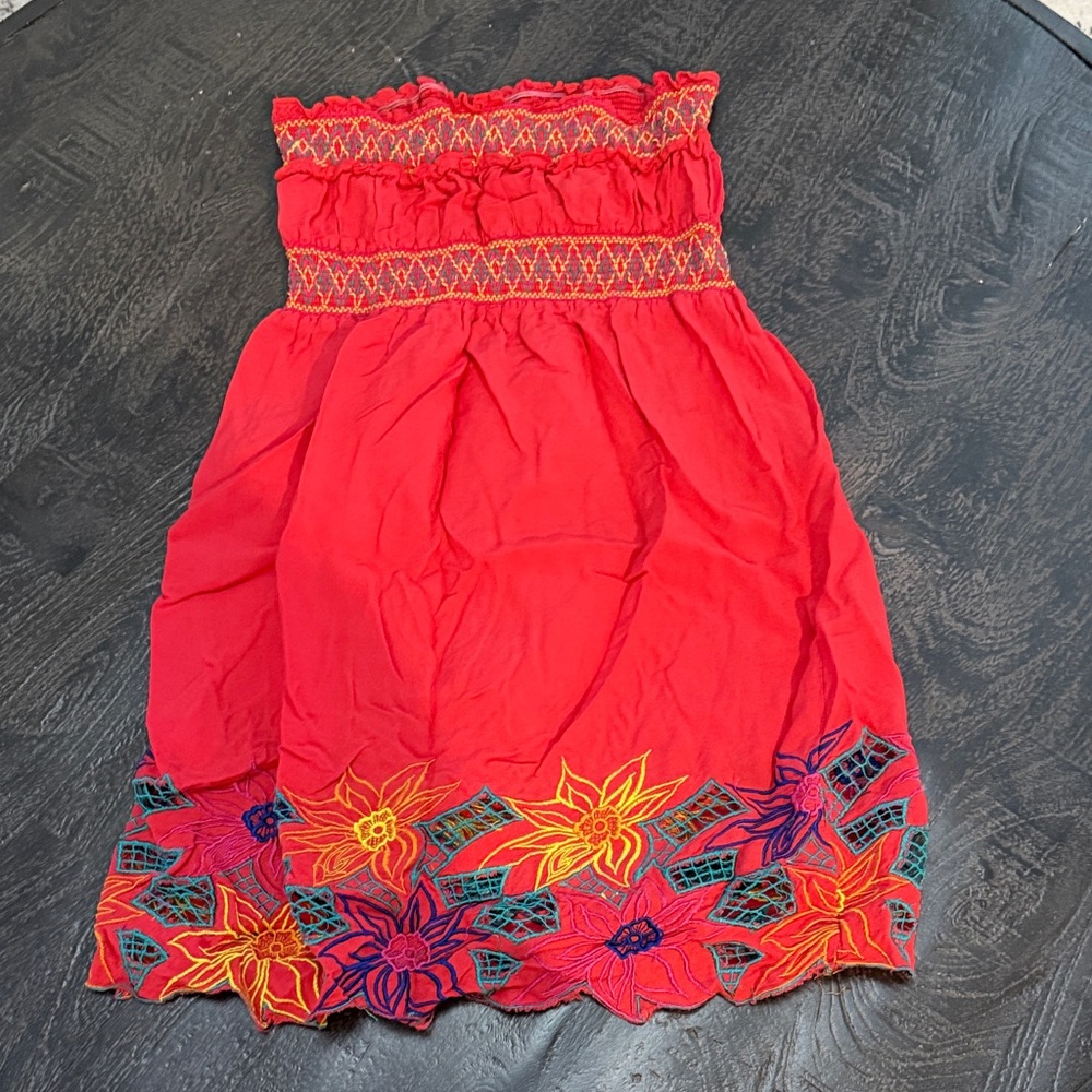 Forever 21 Red Mini Dress with Floral Embroidery - Picture 3 of 3